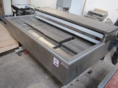 Allsop and Pitts Trimco stainless steel refrigerated mobile counter display model, Duisberg ISO,