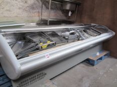 Pastorkalt Klaudia 30V 2.61m² refrigerated glass fronted display counter, approx 3.1m x 1.2m (