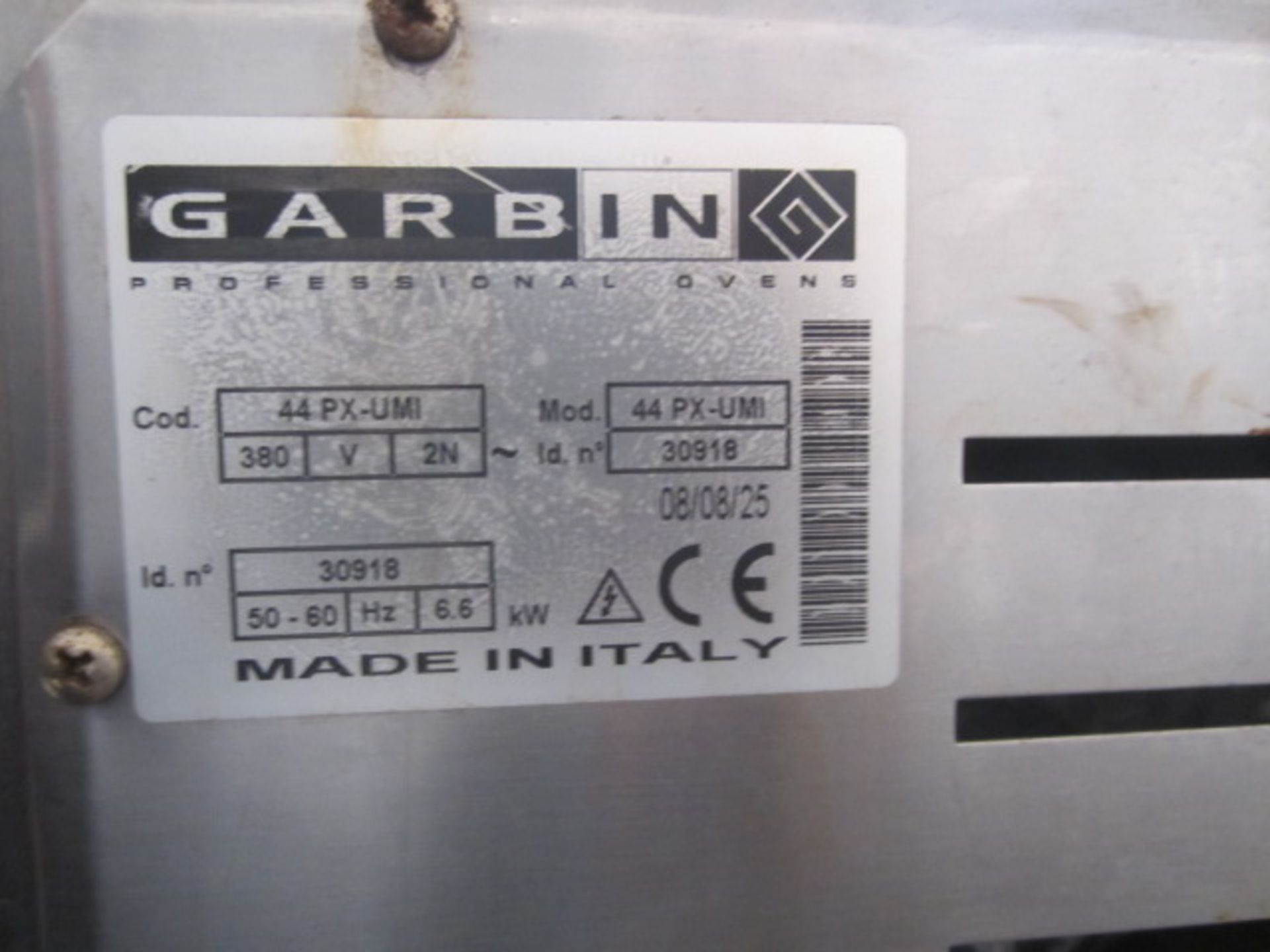 Garbin stainless steel glass fronted oven, model 44-PX-UMI, serial no. 30918, 3 phase (2008), with - Image 5 of 5