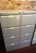 Two Bisley steel 4 drawer filing cabinets