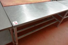 Stainless steel topped rectangular prep table, approx 1750 x 610 x 860mm