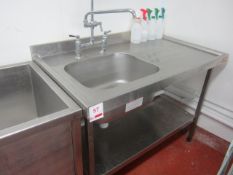 Stainless steel rectangular, single sink unit, with hose tap fitting, approx 1190 x 700 x 900mm