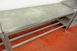 Stainless steel topped rectangular prep table, approx 1830 x 610 x 850mm