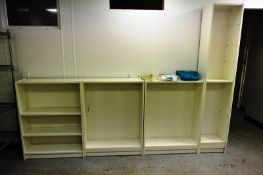 Four various cream laminate kitchen cupboard carcasses (Please note: This lot is located in