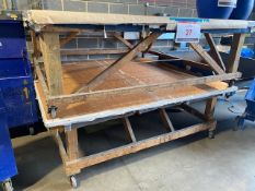 Two mobile laying out tables W 2500mm L x 2500mm x H 860mm