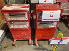 Two Quartz infra red heaters model RRL 3000 R (needs replacement lamps)