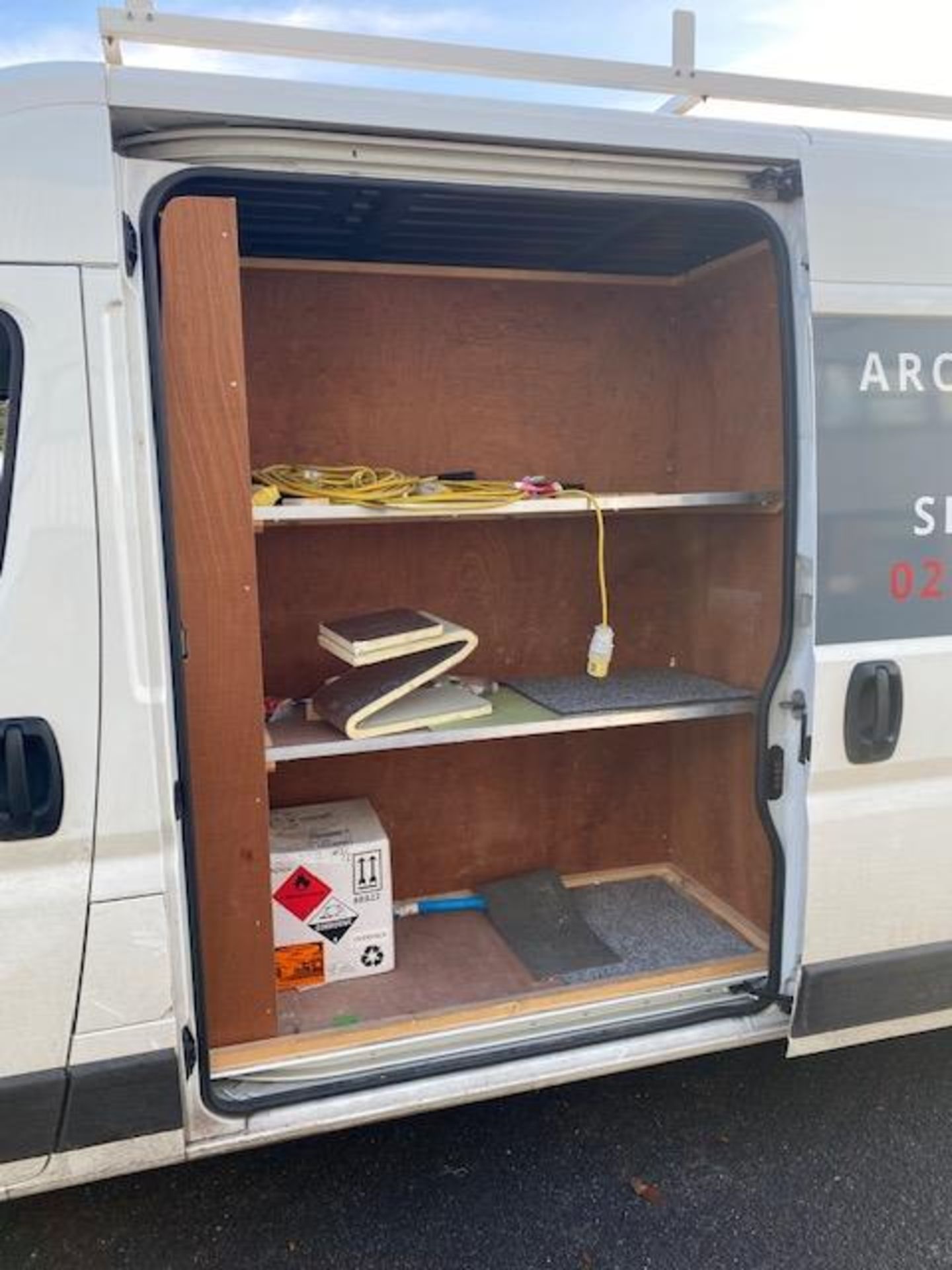 Peugeot Boxer van complete with glazing rail 3.6 x 2.6m, rear ladder, Rhino Van Vault Tube and - Image 7 of 10