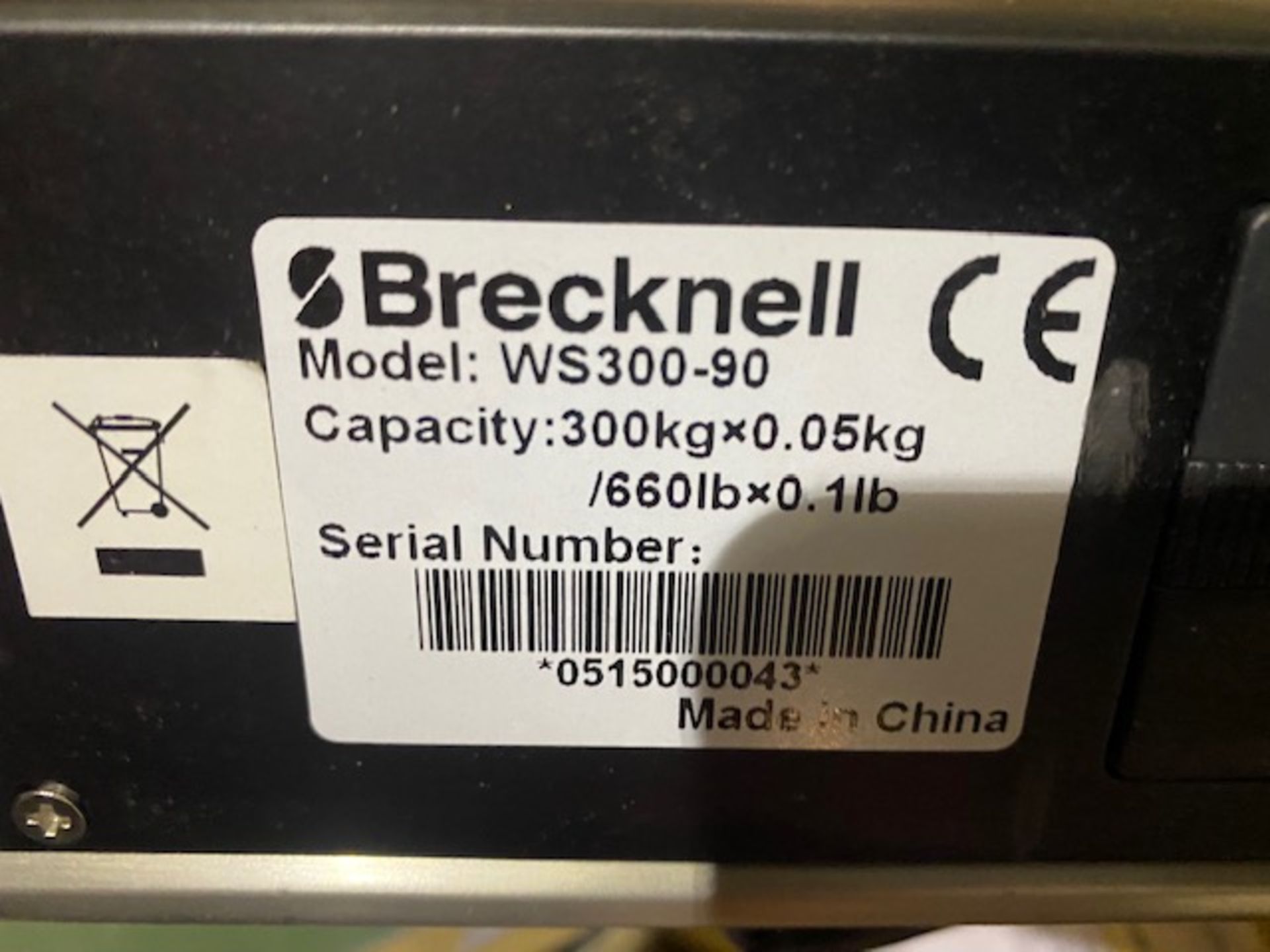 Brecknell platform digital scales model WS 300-90 Capacity 300Kg x 0.05Kg 660Lb x 0.1Lb Platform - Image 3 of 3