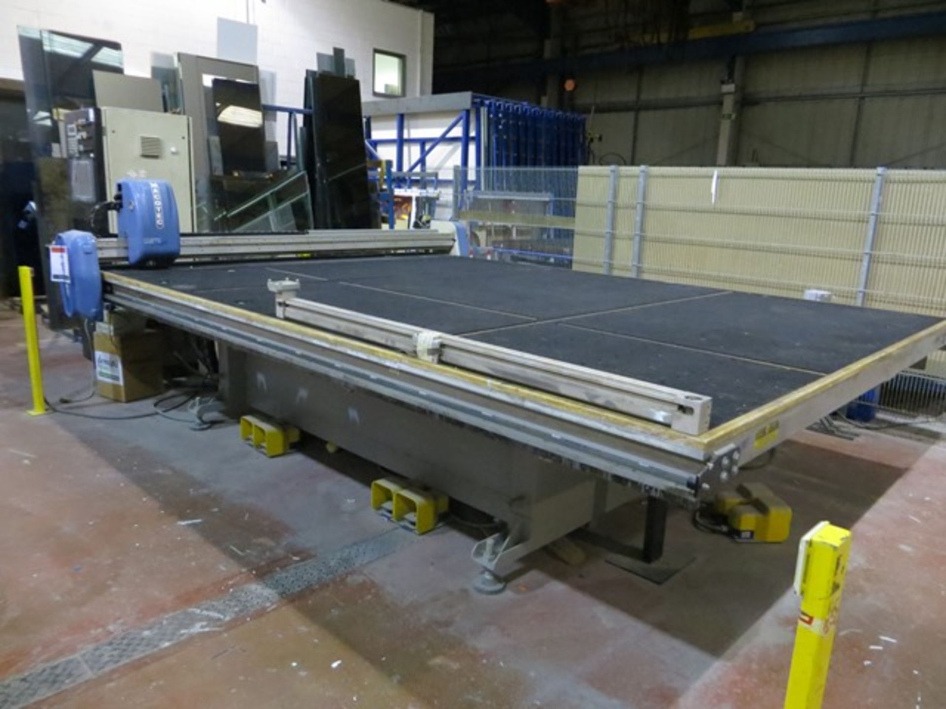 Macotec M53FF shape glass cutting table CNC control, 4m x 3m tilting bed. Serial Number 433104 YOM