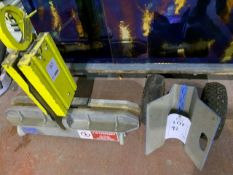 Sheet glass lifter with lifting eye & wheeled sheet glass transporter. NB: This item has no record