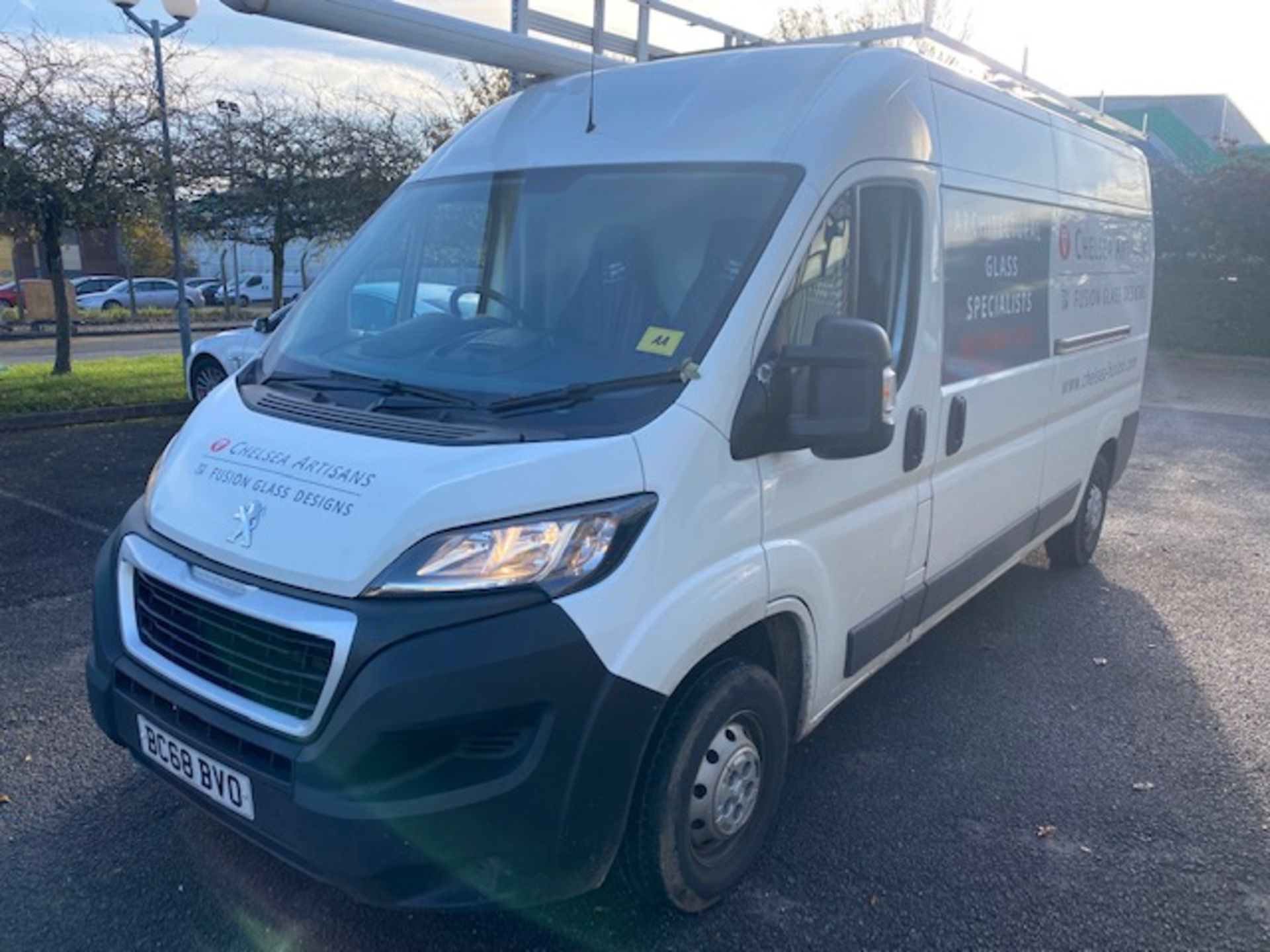 Peugeot Boxer van complete with glazing rail 3.6 x 2.6m, rear ladder, Rhino Van Vault Tube and - Image 2 of 10