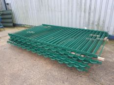 Seven Decorative Steel Fencing Panels Green, approx.: 1.7m x 2.7m