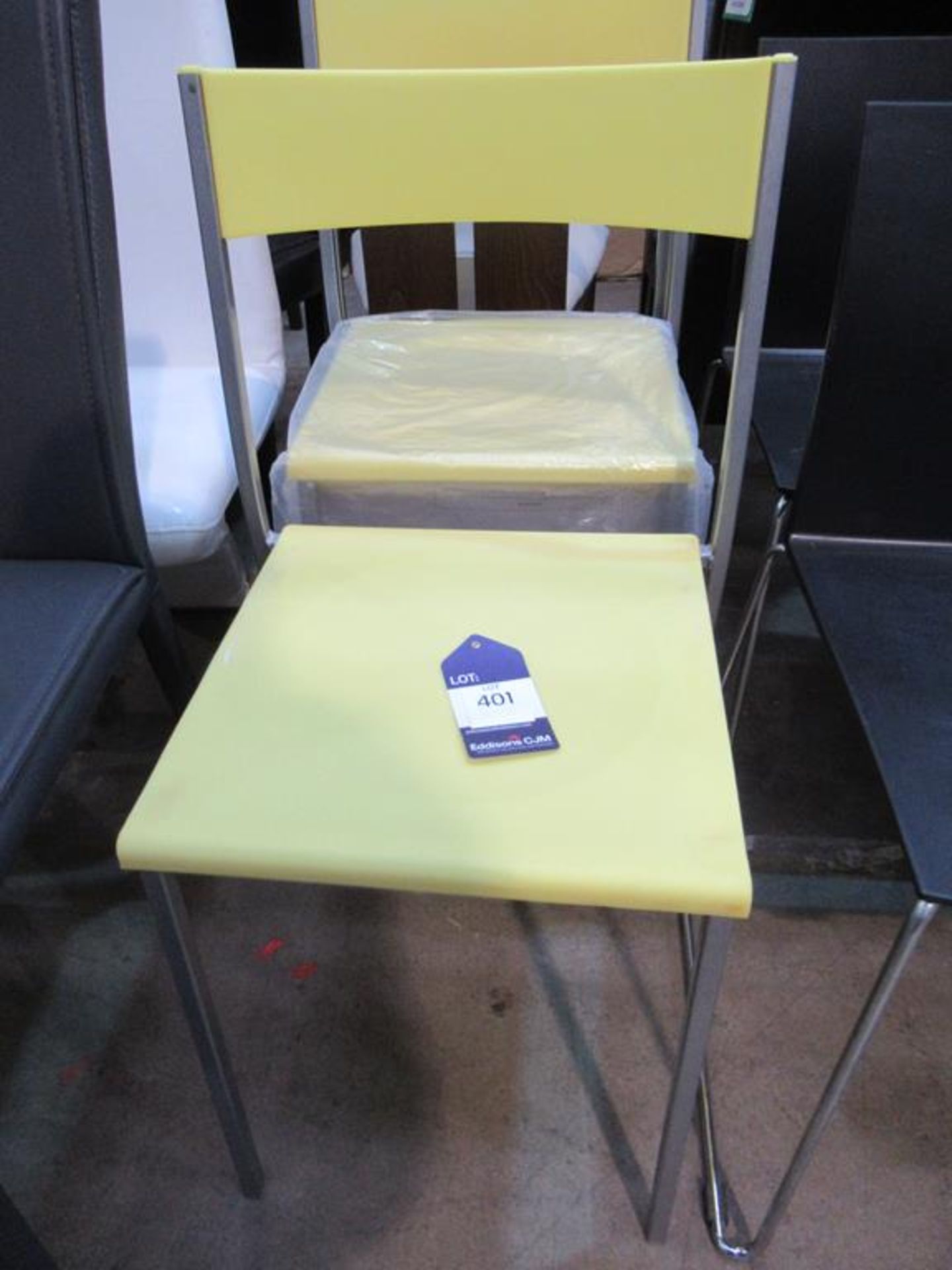 Ex-Wayfair 'Metro Lane' 4 x metal framed yellow back and seat chairs - Image 2 of 3