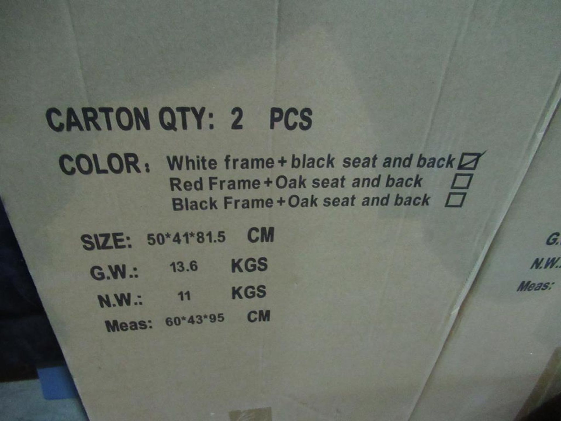 2 x boxes of 'white frame and black seat and back' chairs - Image 3 of 4