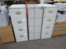 3 x metal four drawer cabinets