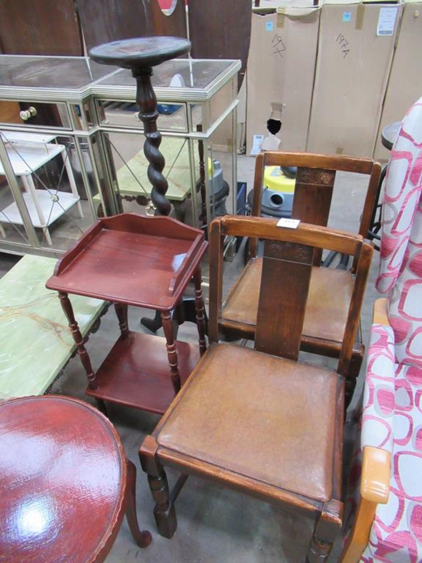 Miscellaneous furniture including barley twist stand