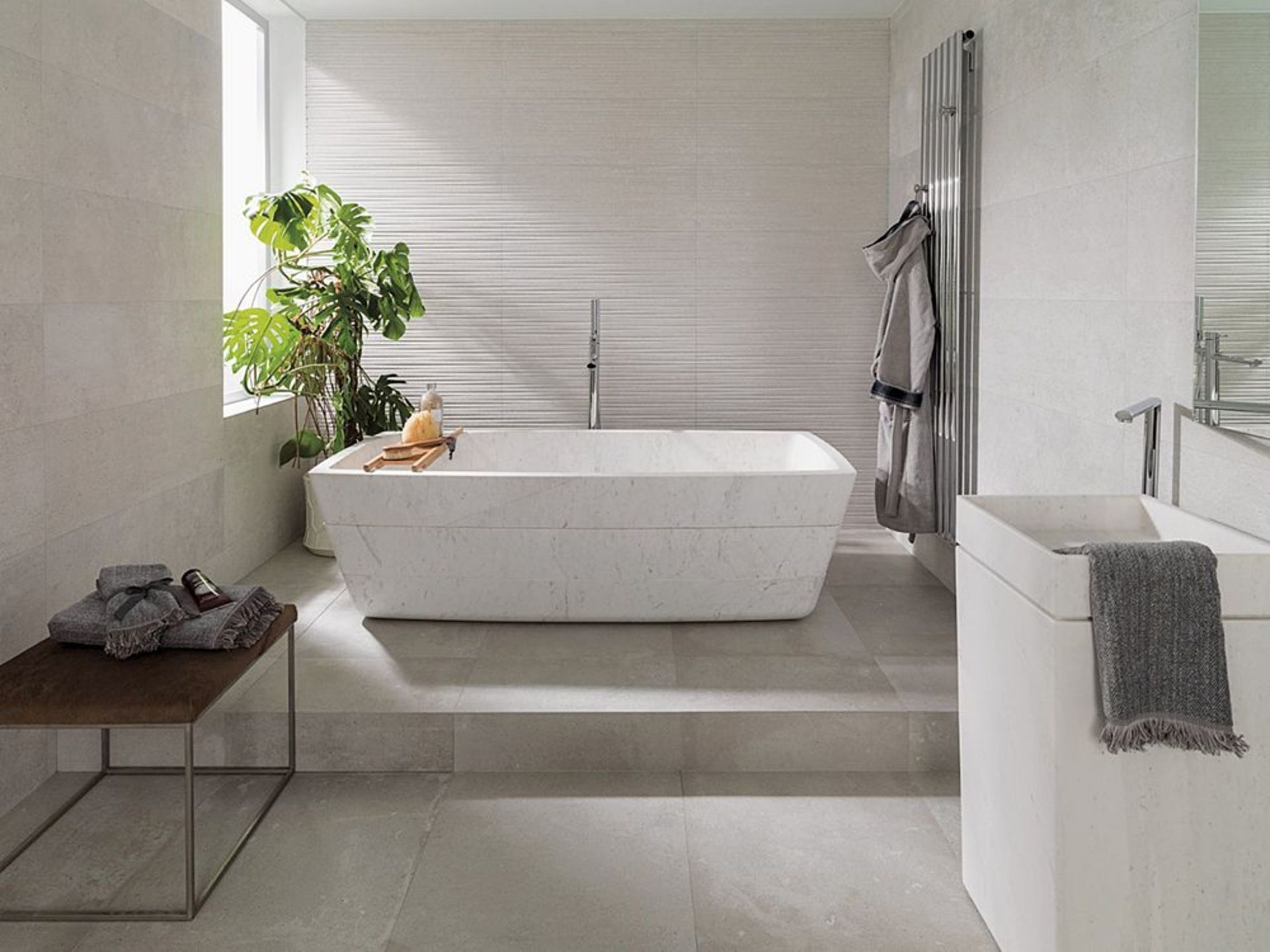 9.35 Square Meters of Porcelanosa Dover Modern Line Arena Wall Tiles. 31.6X90cm per tile. 0.85m2 per