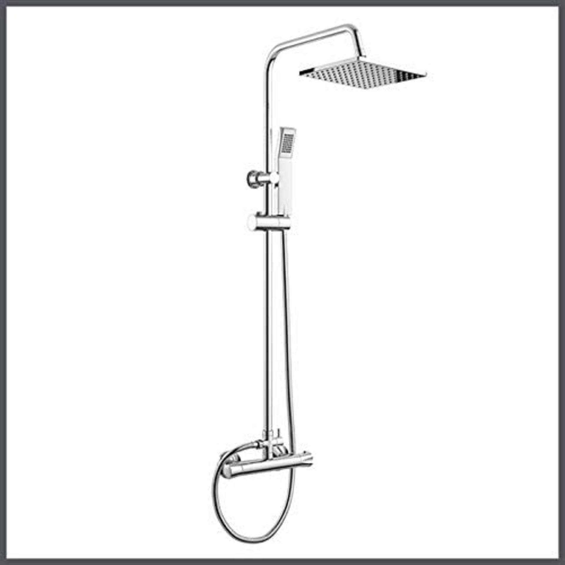 NEW & BOXED Exposed Thermostatic 2-Way Bar Mixer Shower Set Chrome Valve 200mm Square Head + - Image 2 of 2