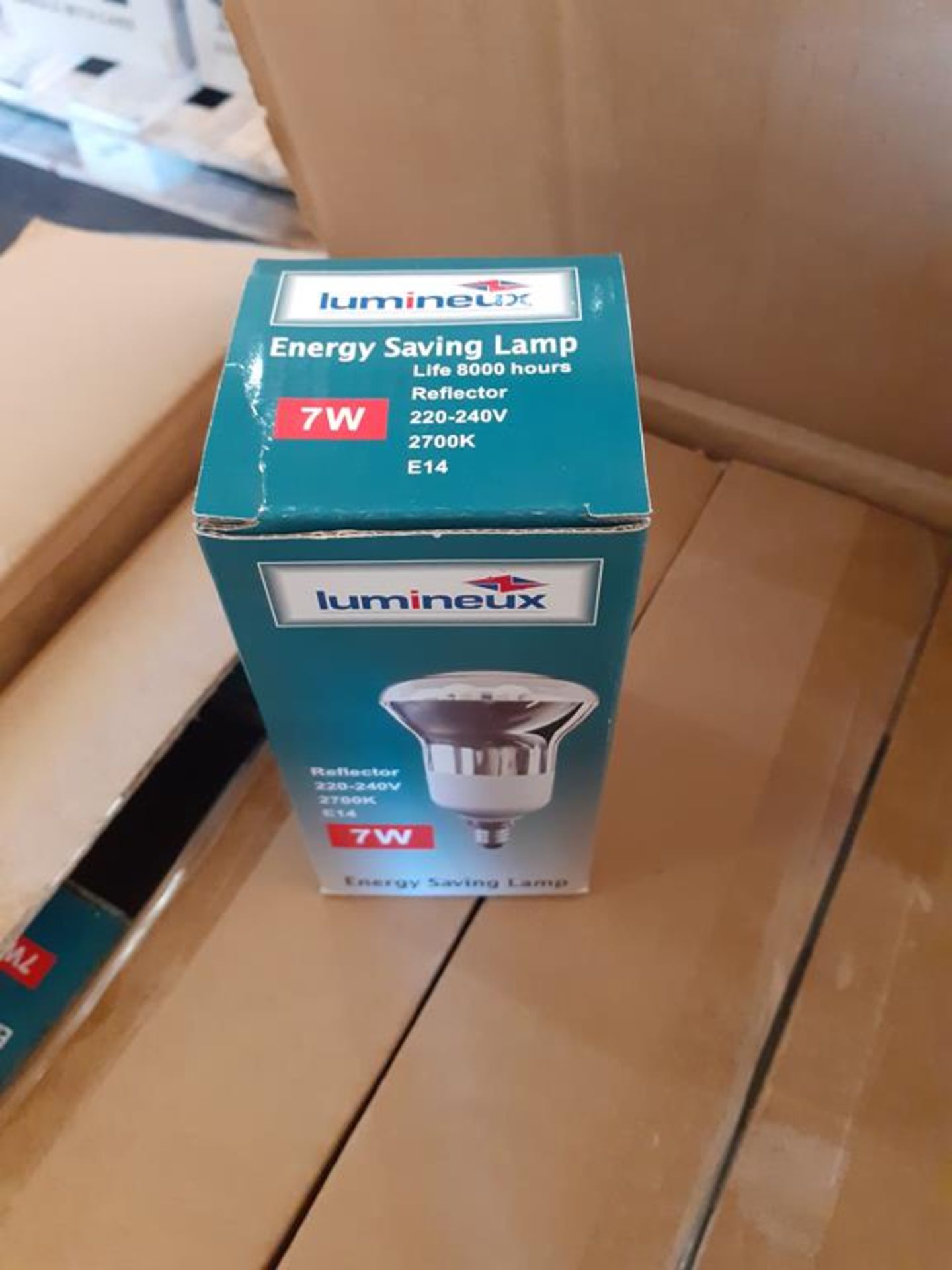 3x boxes of Lumineux Reflector 7W E14 2700K 220-240V Energy Saving Light Bulbs (40pcs per box) - Image 3 of 4
