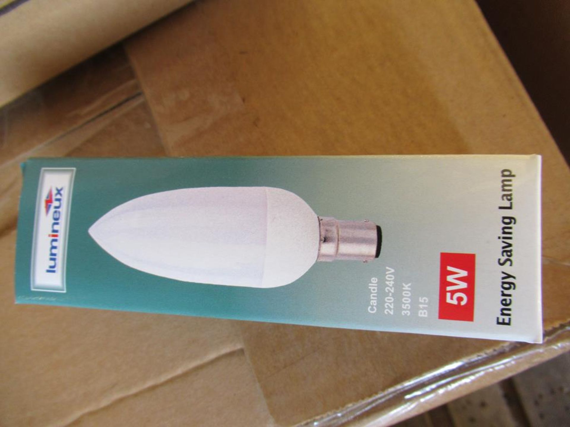 6x boxes of Lumineux Candle 5W B15 3500K 220-240V Energy Saving Bulbs (50pcs per box) - Image 3 of 4