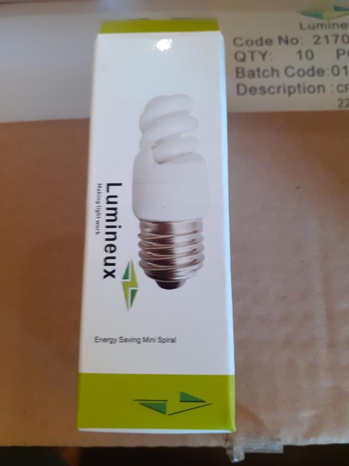 5x boxes of Lumineux Micro Spiral CFL 9W E27 2400K Warm White Energy Saving Bulbs (80pcs per box) - Image 4 of 5