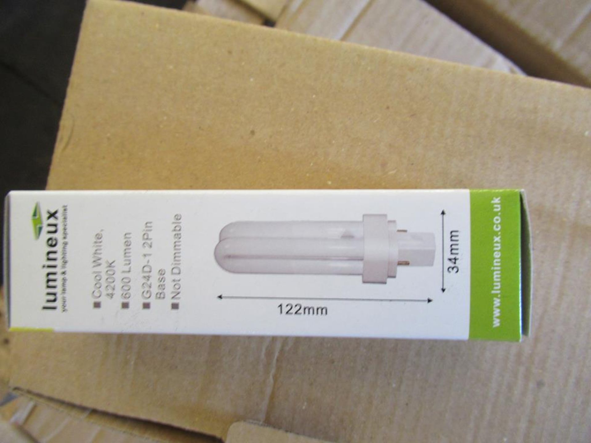 4x boxes of Lumineux G24D-1 2 Pin 4200k Cool White Fluorescent Bulbs (100pcs per box) - Image 3 of 4