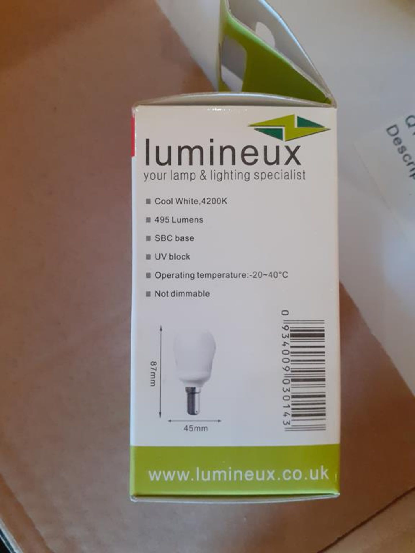 3x boxes of Lumineux Golf Ball 9W SBC 4200K Cool White Bulbs (50pcs per box) - Image 3 of 6