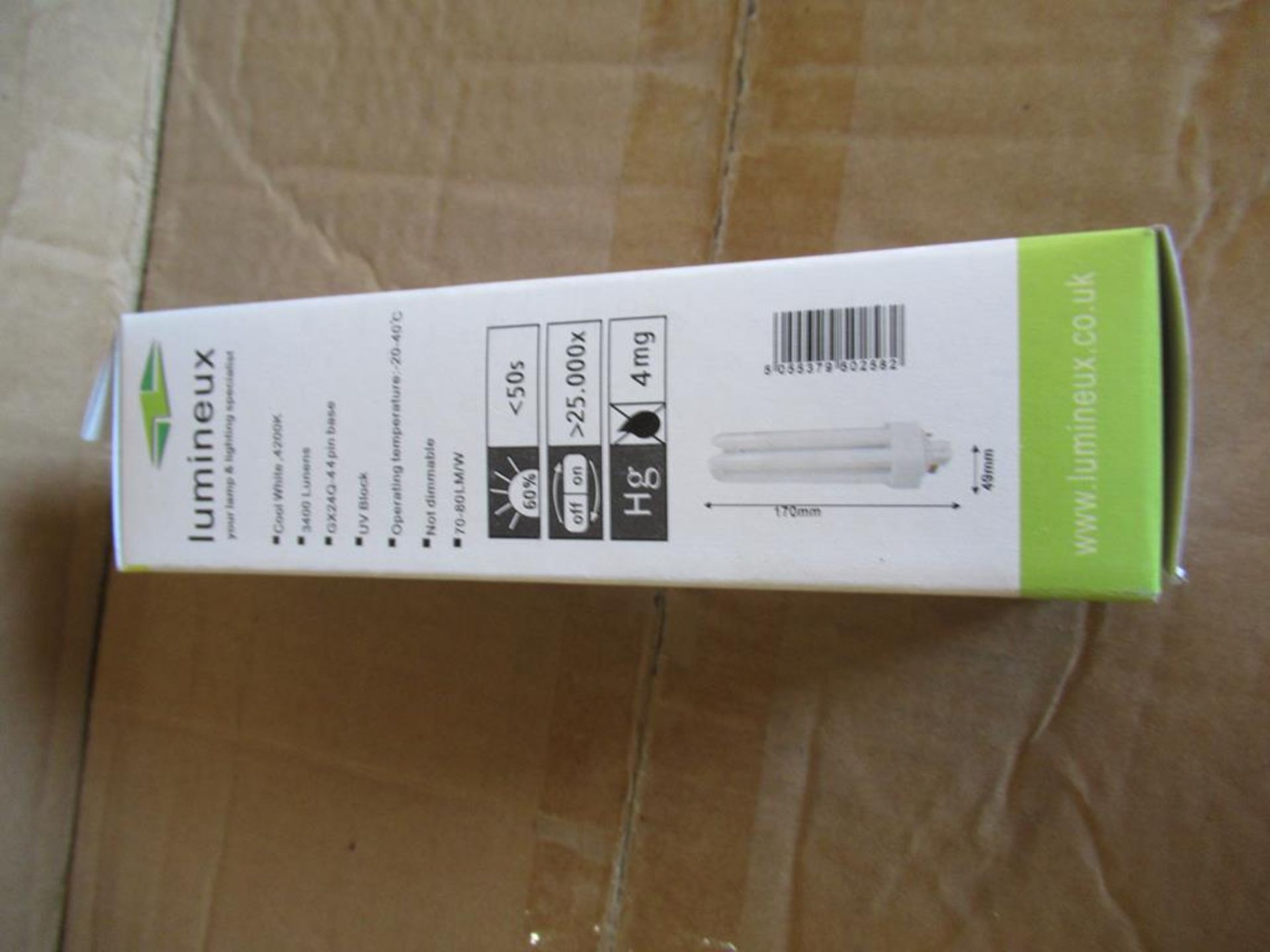 4x boxes of Lumineux GX24Q- 4 4pin 42W 4200K Cool White PLT Compact Fluorescent Bulbs (100pcs per bo - Image 3 of 5