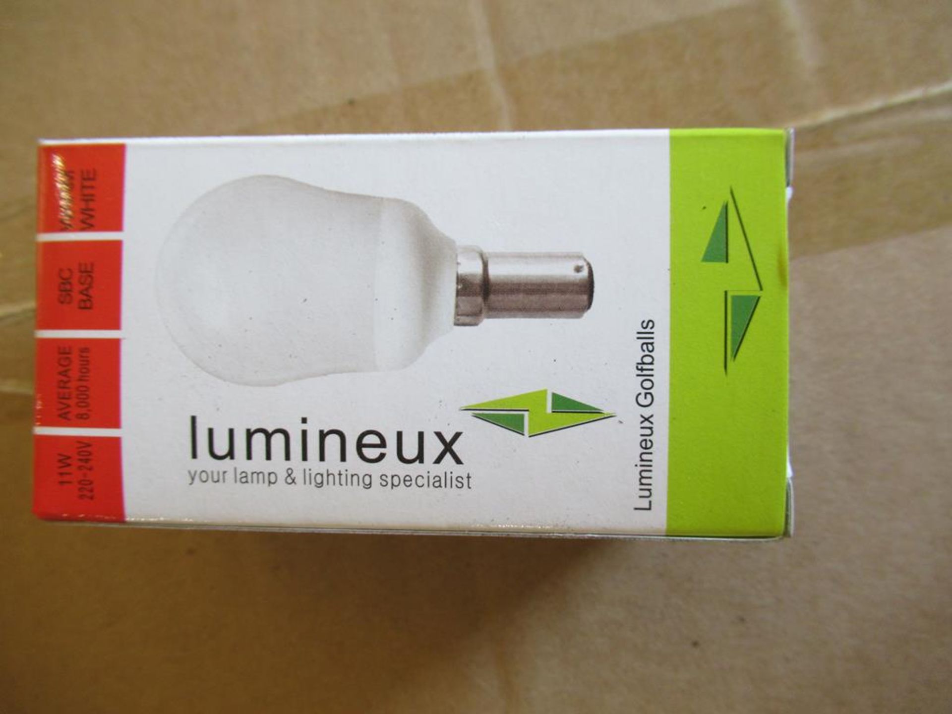 3x boxes of Lumineux Golf Ball CFL 11W B15 2700K Warm White Bulbs (100pcs per box) - Image 4 of 5