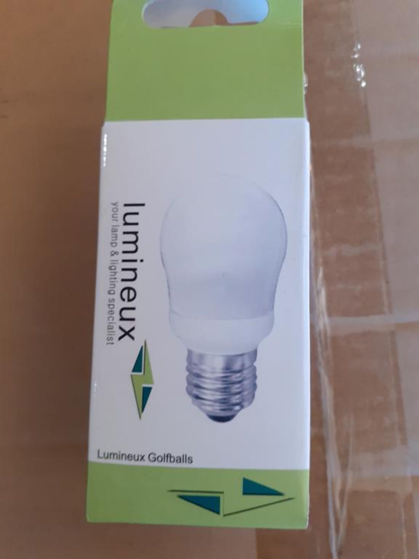 4x boxes of Lumineux Golf Ball CFL 9W E27 2700K Warm White Bulbs (100pcs per box, 1 box contains app - Image 4 of 6