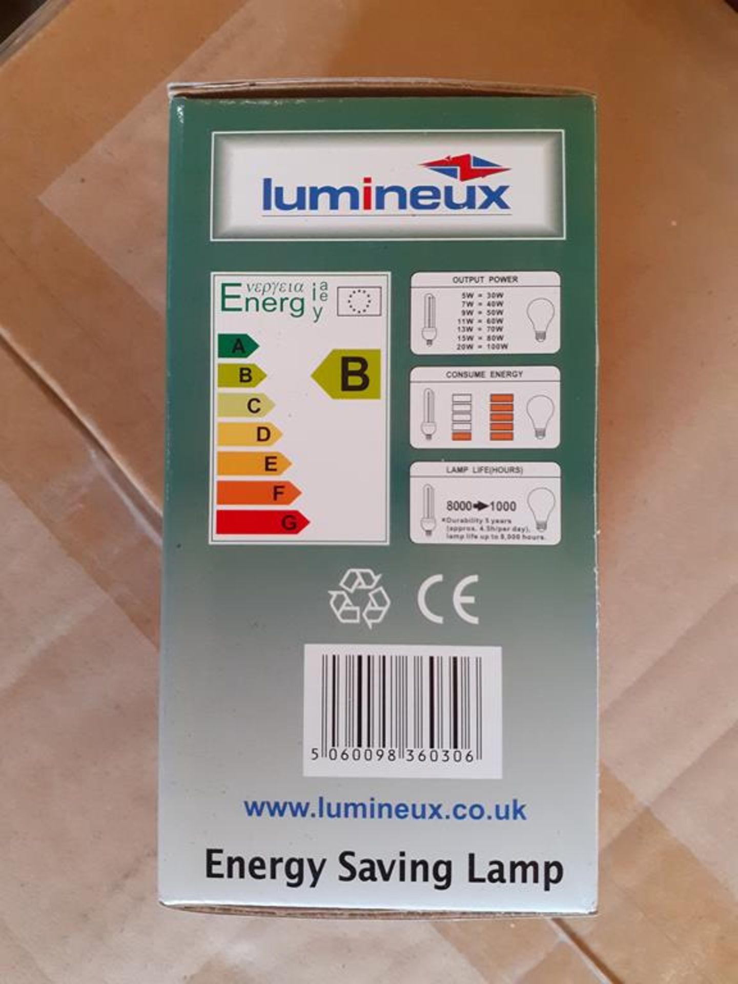 5x boxes of Lumineux Globe 9W E27 2700K 220-240V Engery Saving Bulbs (50pcs per box) - Image 4 of 4