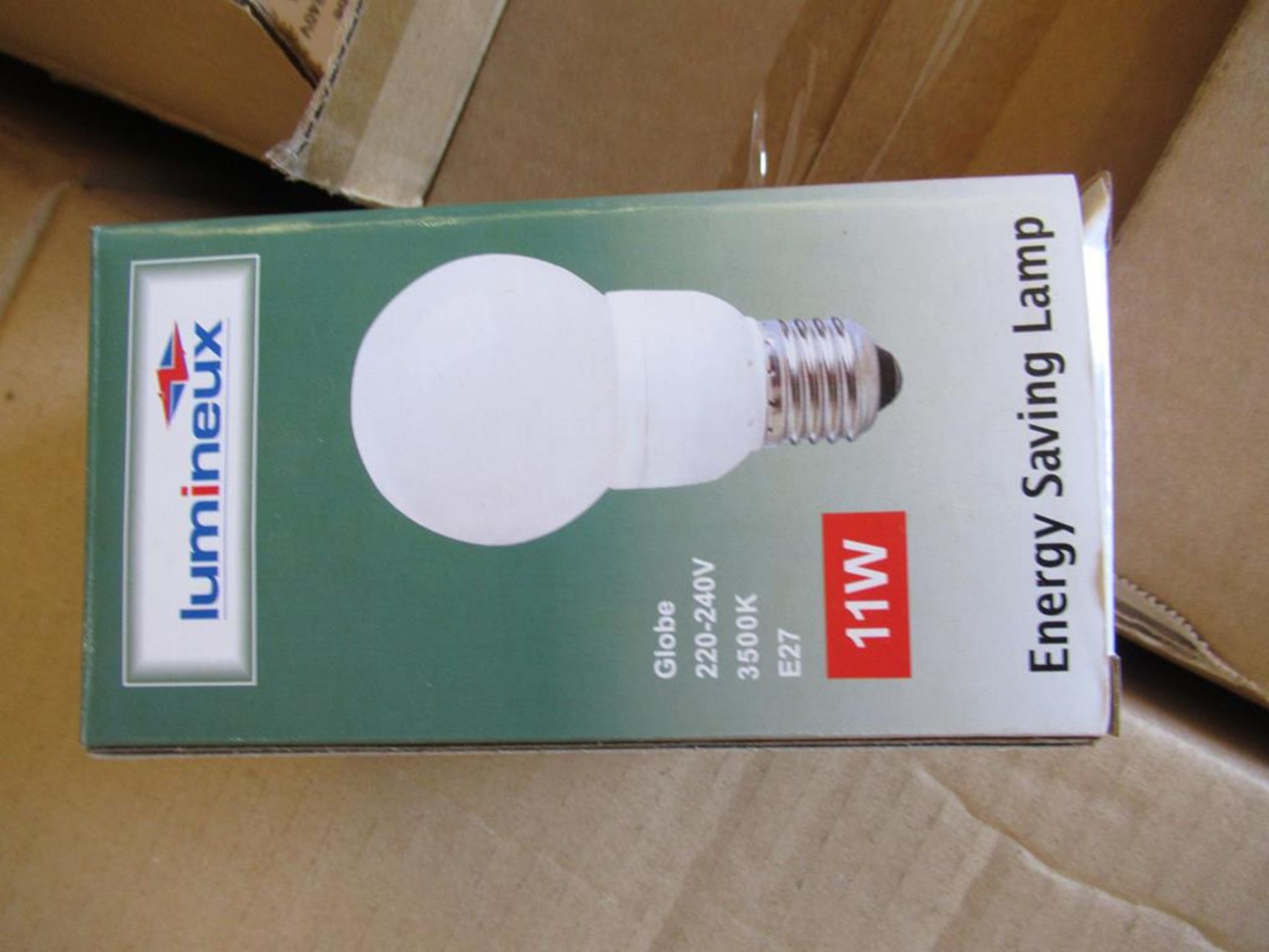 2x boxes of Lumineux Globe 11W E27 3500K 220-240V Energy Saving Bulbs (50pcs per box, 1 box contains - Image 3 of 5