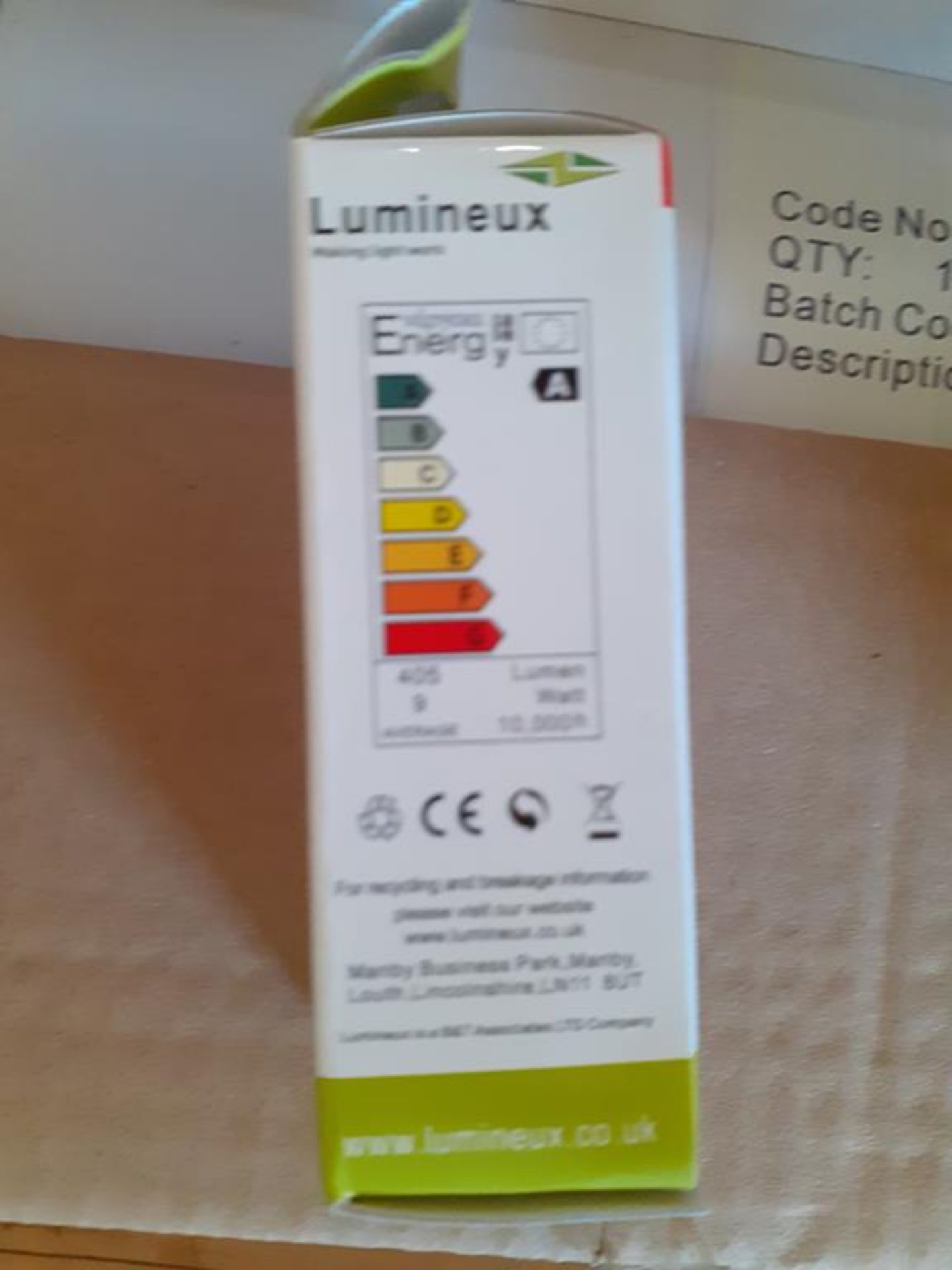 4x boxes of Lumineux Micro Spiral CFL 9W E27 2400K Warm White Energy Saving Bulbs (100pcs per box) - Image 3 of 5