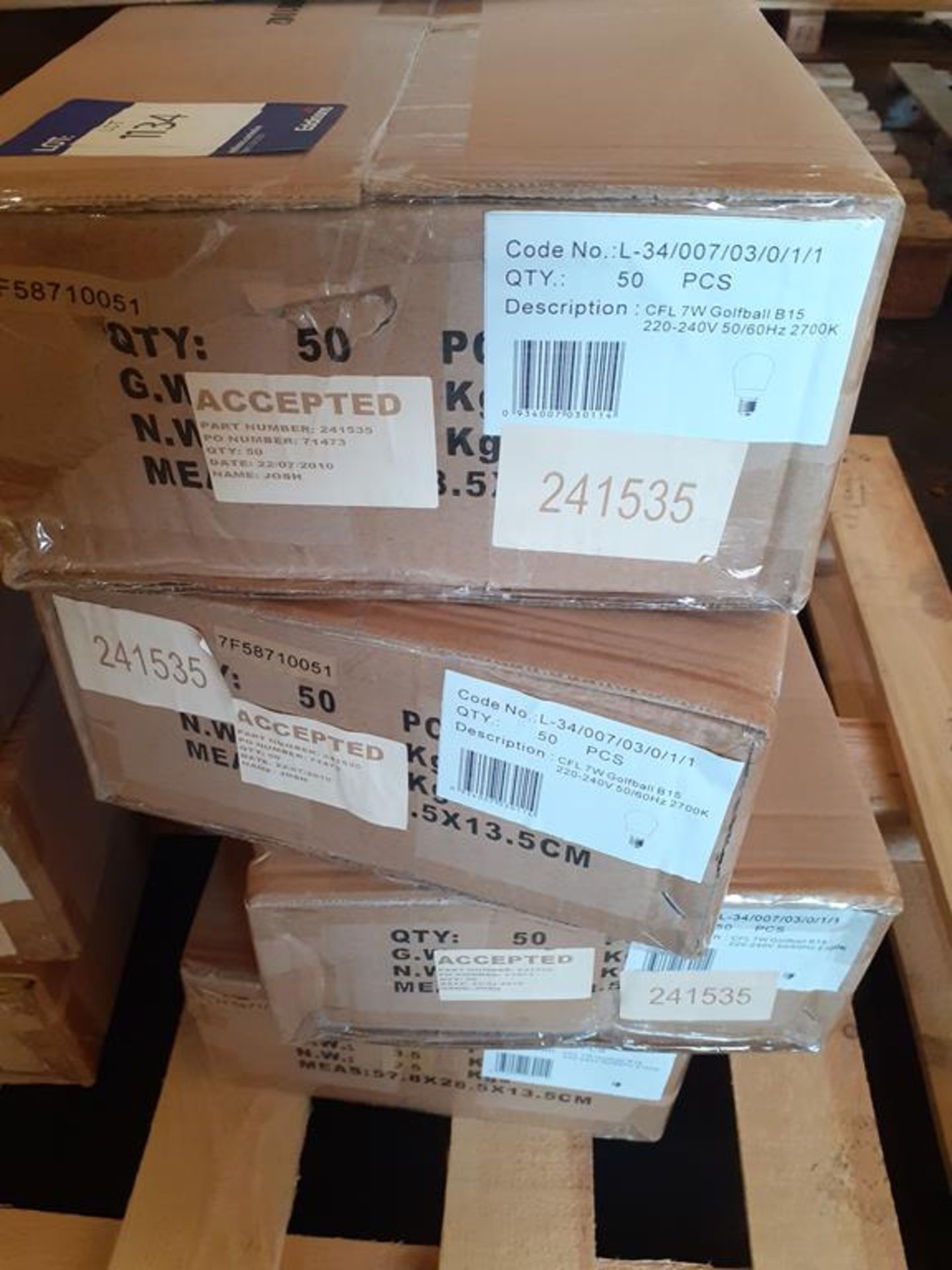 9x boxes of Lumineux Golf Ball CFL 7W B15 2700K Warm White Bulbs (50pcs per box) - Image 2 of 5
