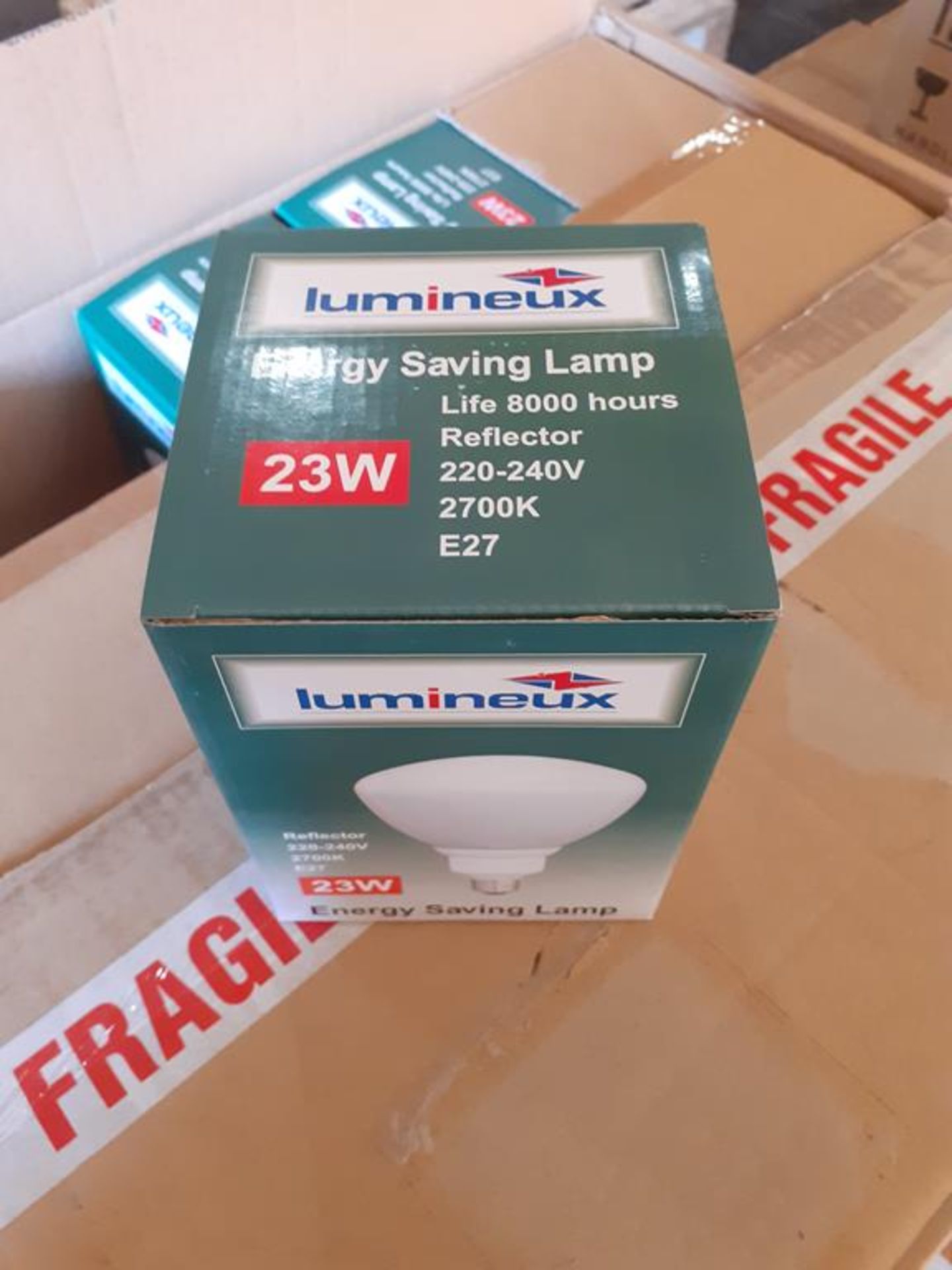 3x boxes of Lumineux Reflector 23W E27 2700K 220-240V Engery Saving Bulbs (20pcs per box) - Image 2 of 3