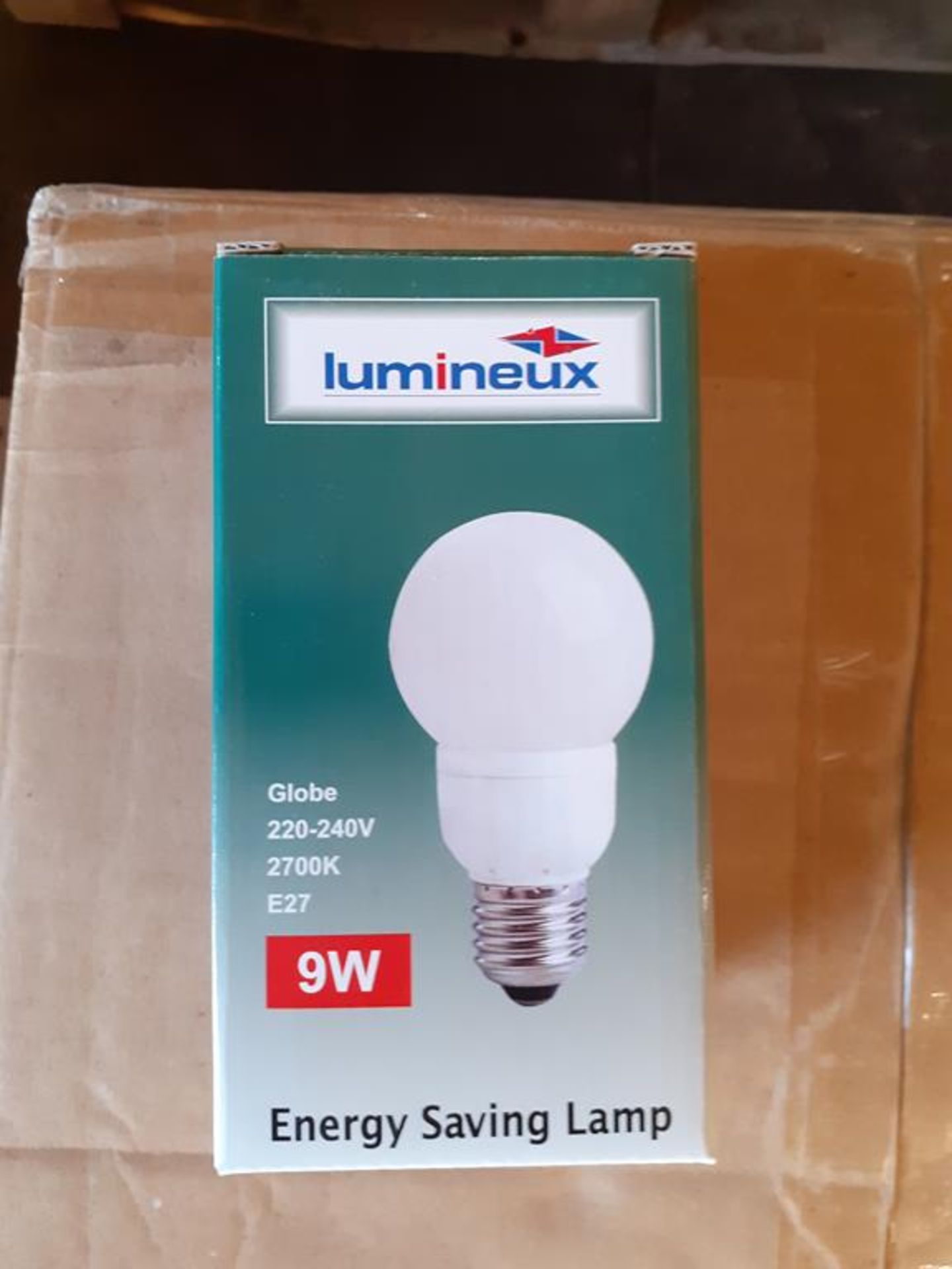 5x boxes of Lumineux Globe 9W E27 2700K 220-240V Engery Saving Bulbs (50pcs per box) - Image 3 of 4