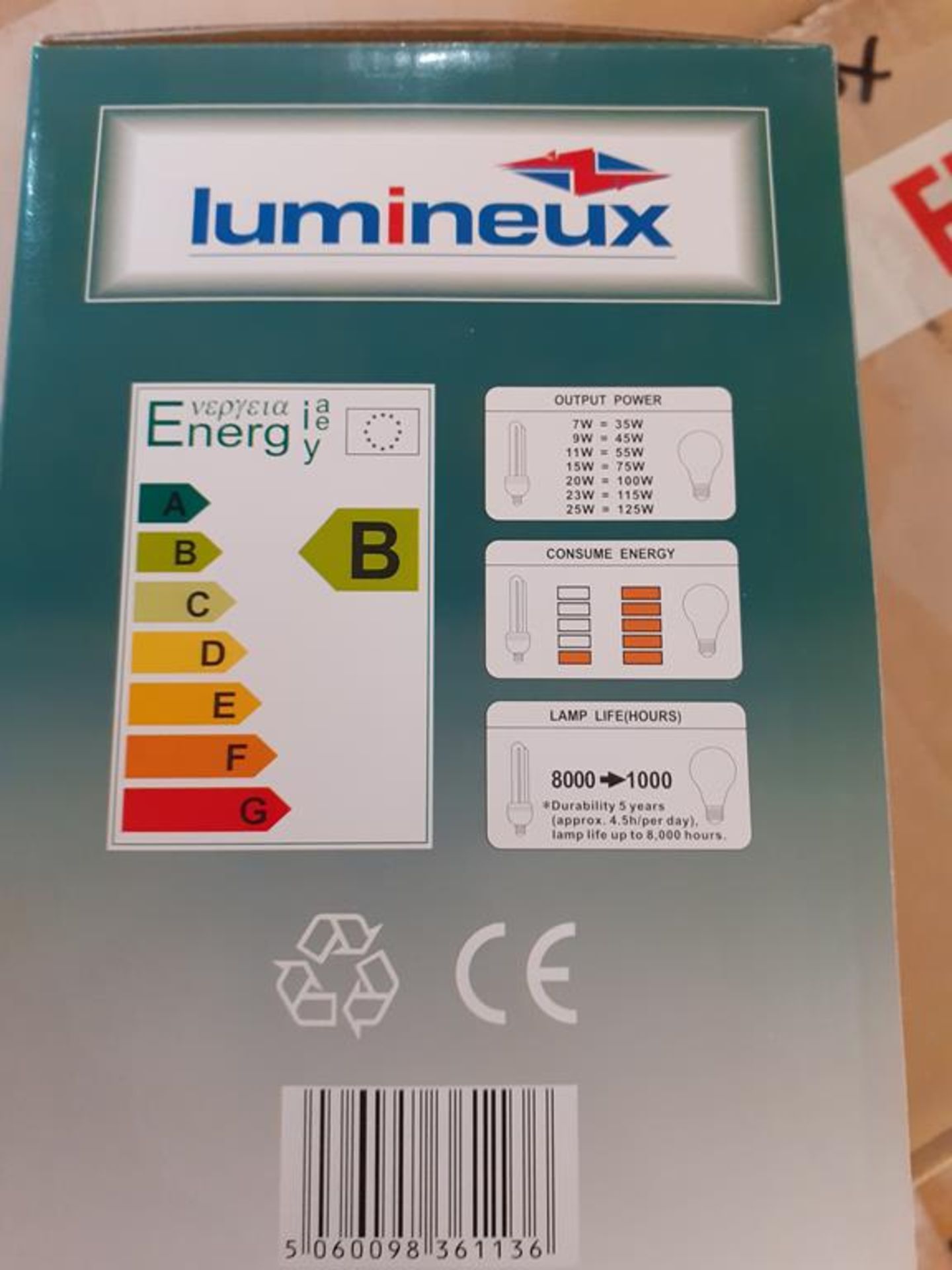 3x boxes of Lumineux Reflector 23W E27 2700K 220-240V Engery Saving Bulbs (20pcs per box) - Image 3 of 3