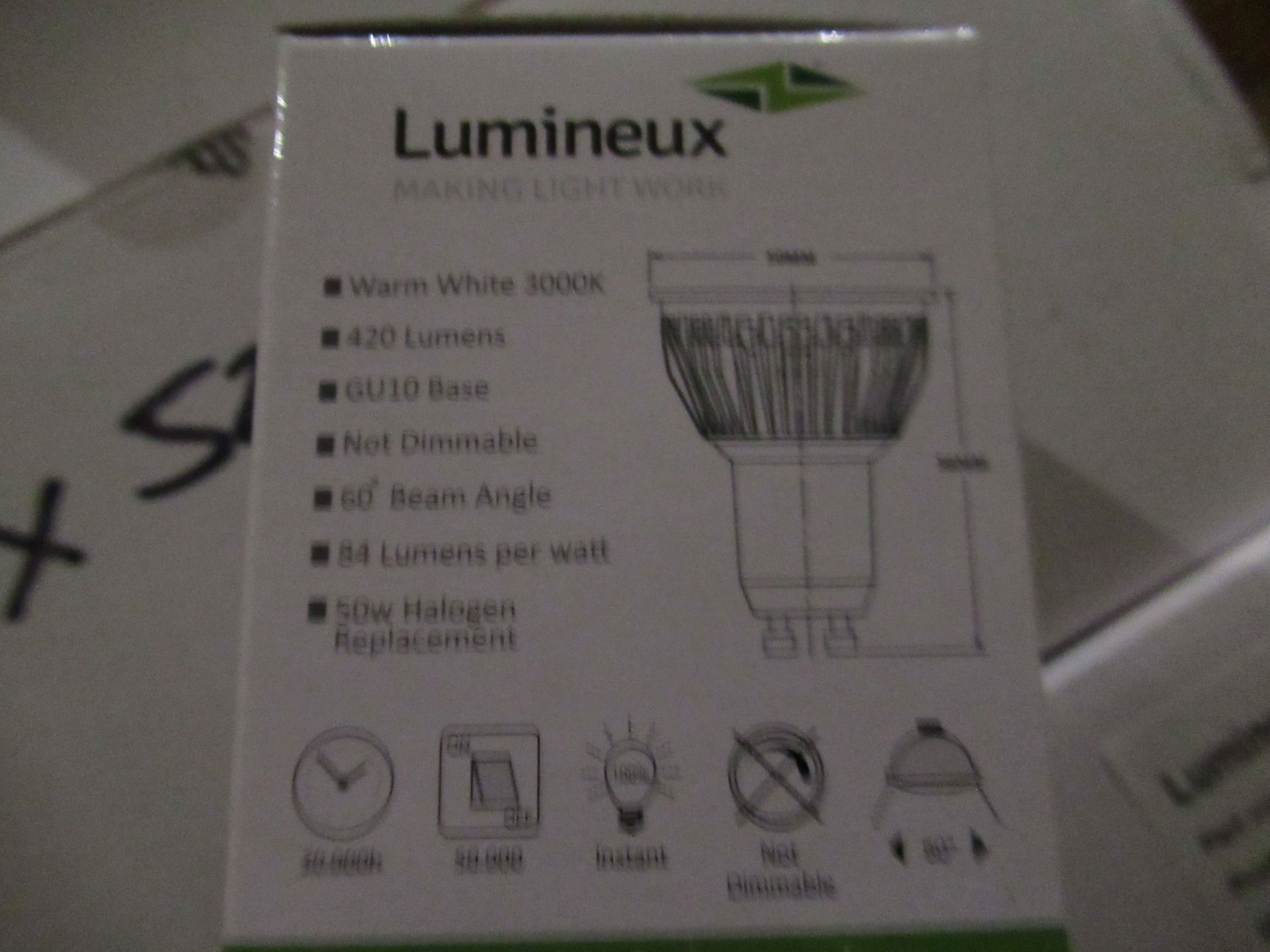 10 x 10 Lumineux LED GU10 SMD Plus 5W 3000K - Image 3 of 4