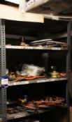 Contents to 3 Shelves including gauges, gas torch,