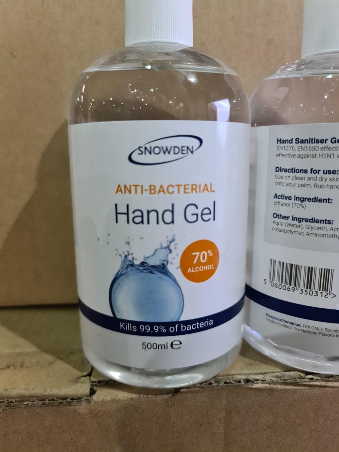 5,880 units of Snowden 500ml Anti-Bacterial Hand Gel Sanitiser - 70% Alcohol. RRP £6.99 per bottle - Image 2 of 5