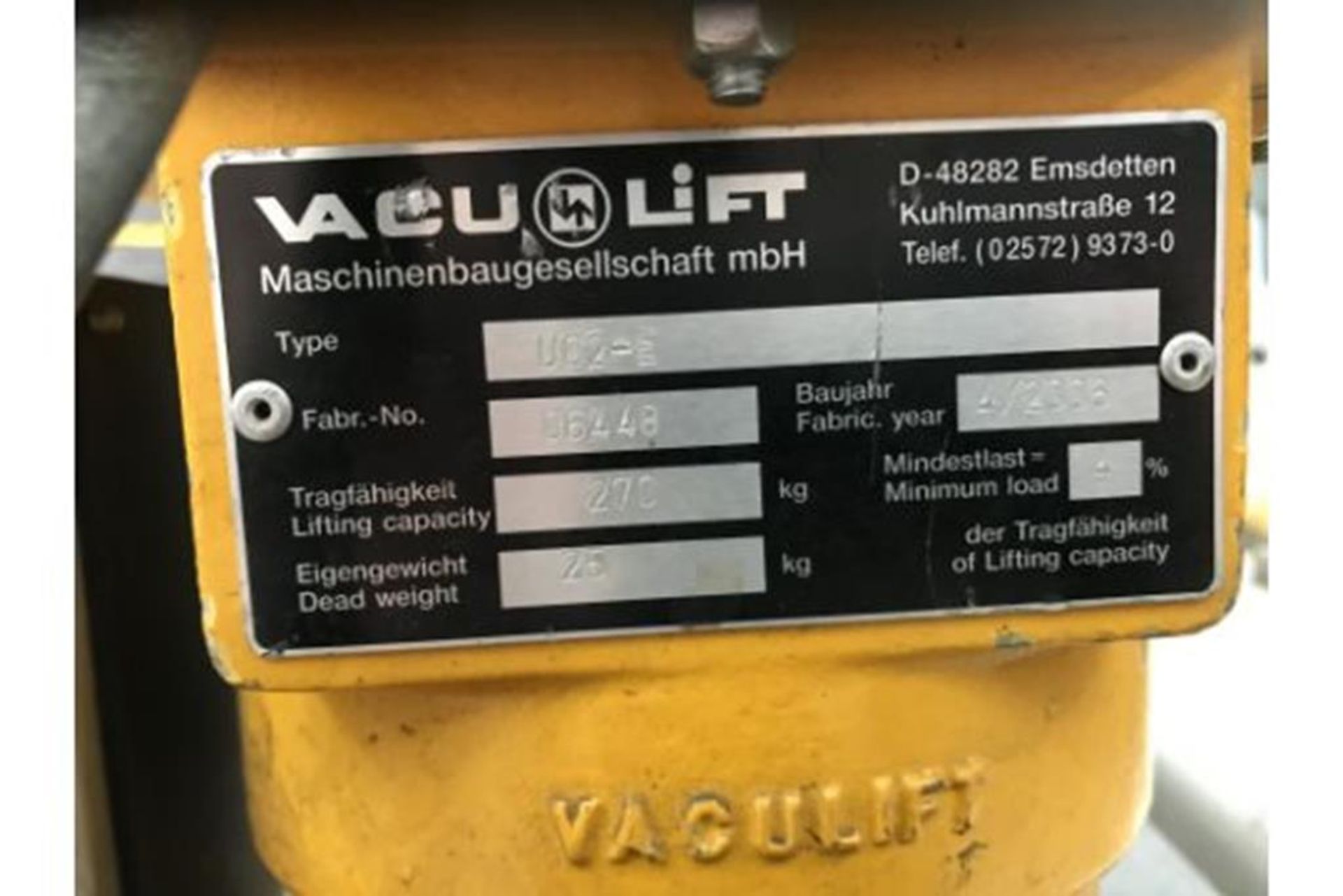 VacuiLift U02E Single Pad Vacuum Lift - Image 2 of 2