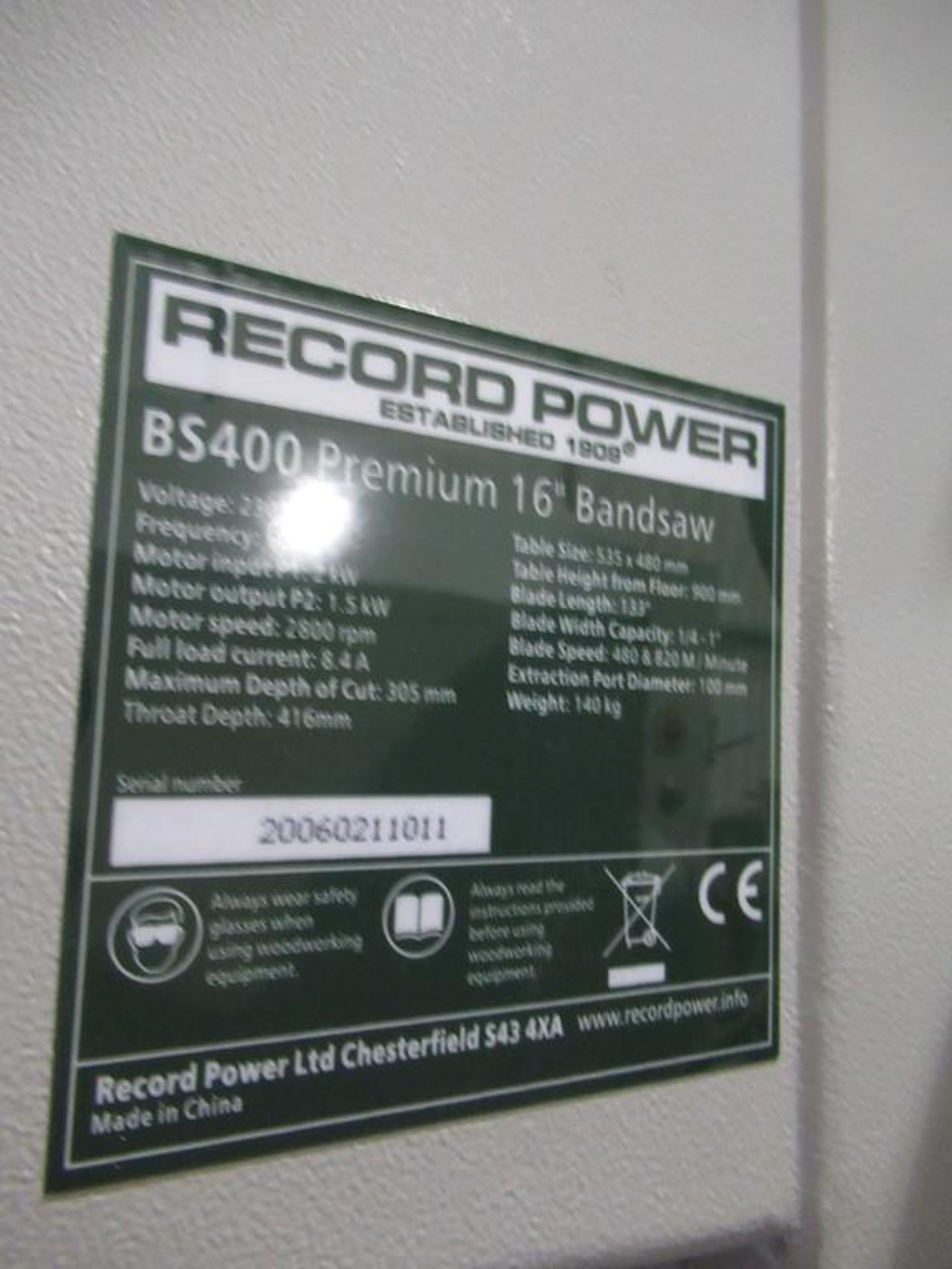 Record Power BS400 16" Bandsaw - Image 5 of 5