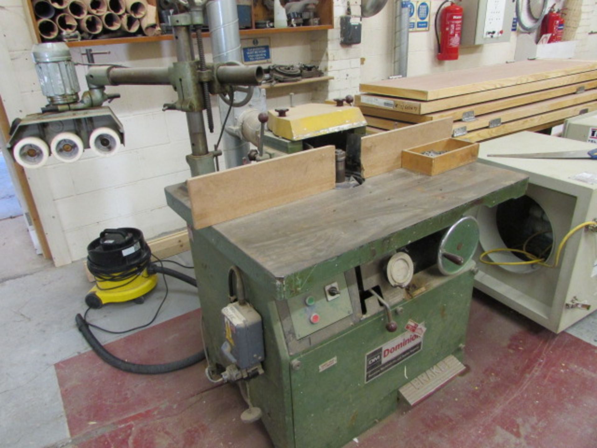 Dominion spindle moulder s/n B503733 with a Bursgreen 3 wheel BLG-8 powerfeed