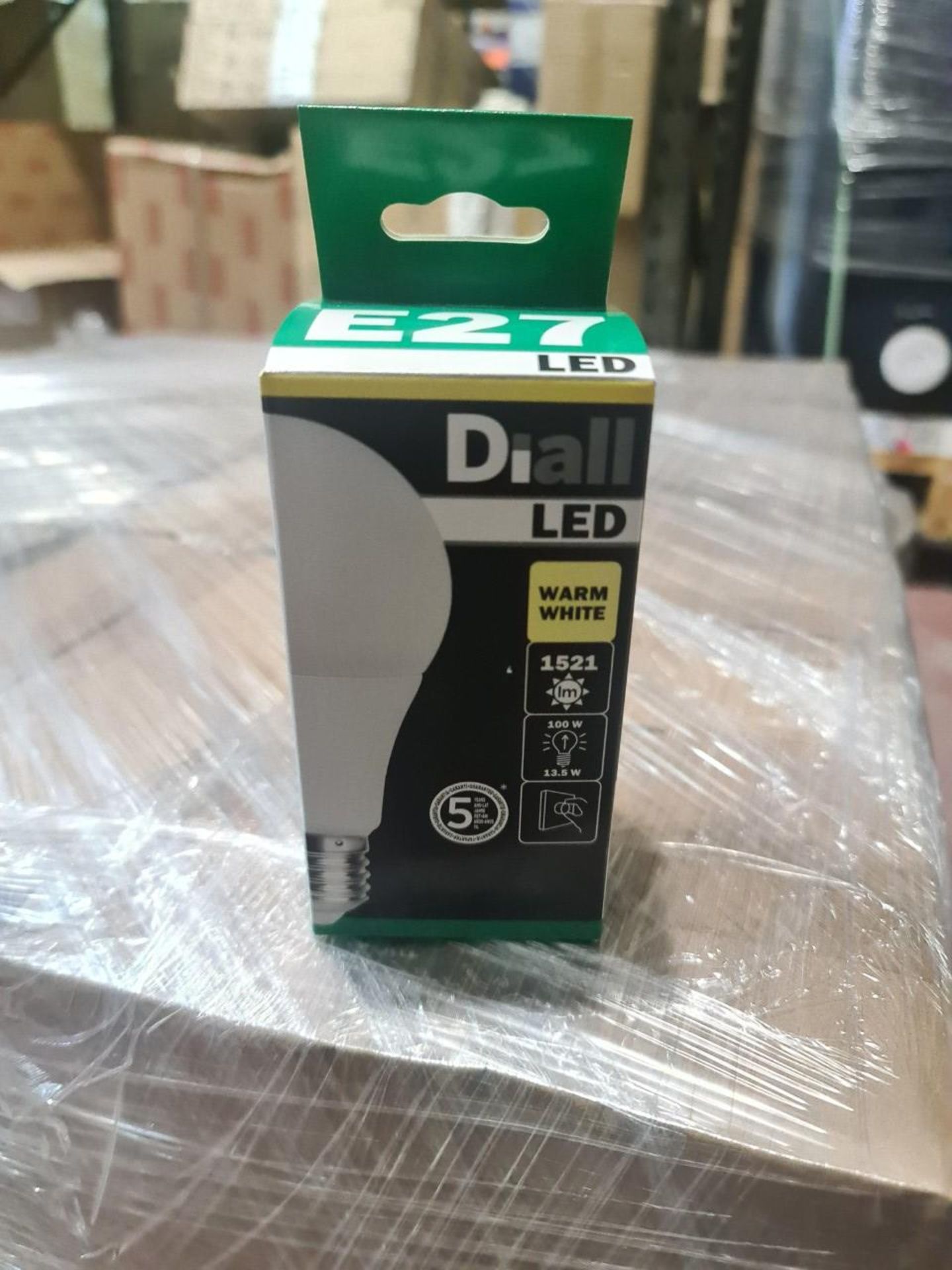 (ED18) PALLET TO CONTAIN 1,344 x NEW DIALL LED WARM WHITE LIGHTBULBS. E27 FITTING. DIMMABLE. 1521LM.