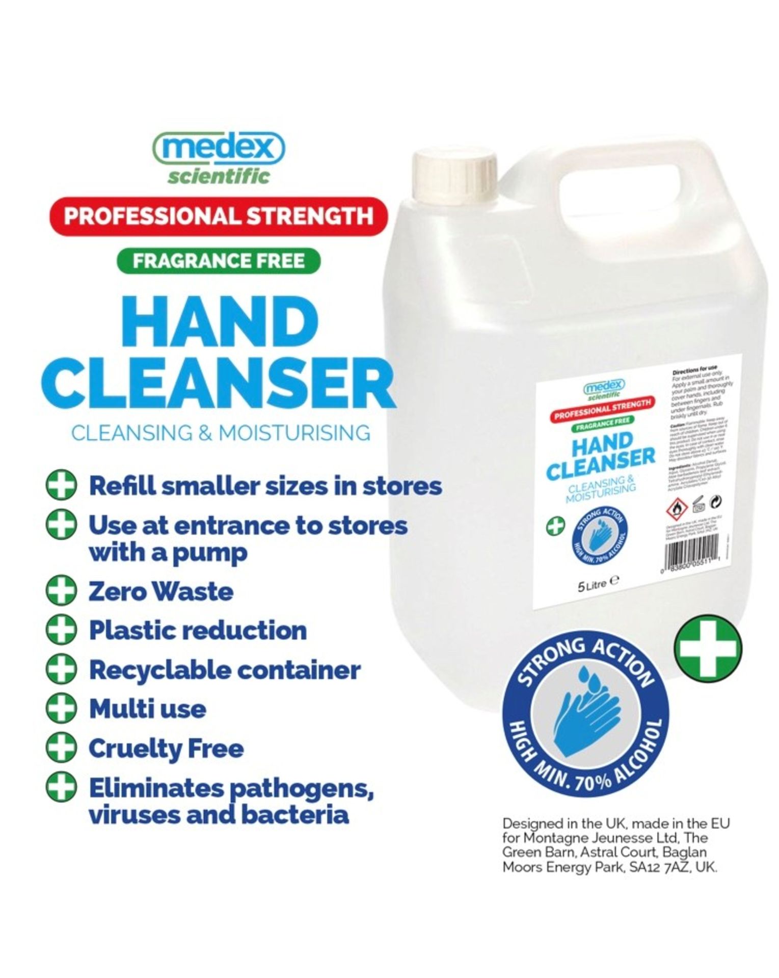 Medex Hand Sanitiser 5 litre, 2 per case, 76 cases
