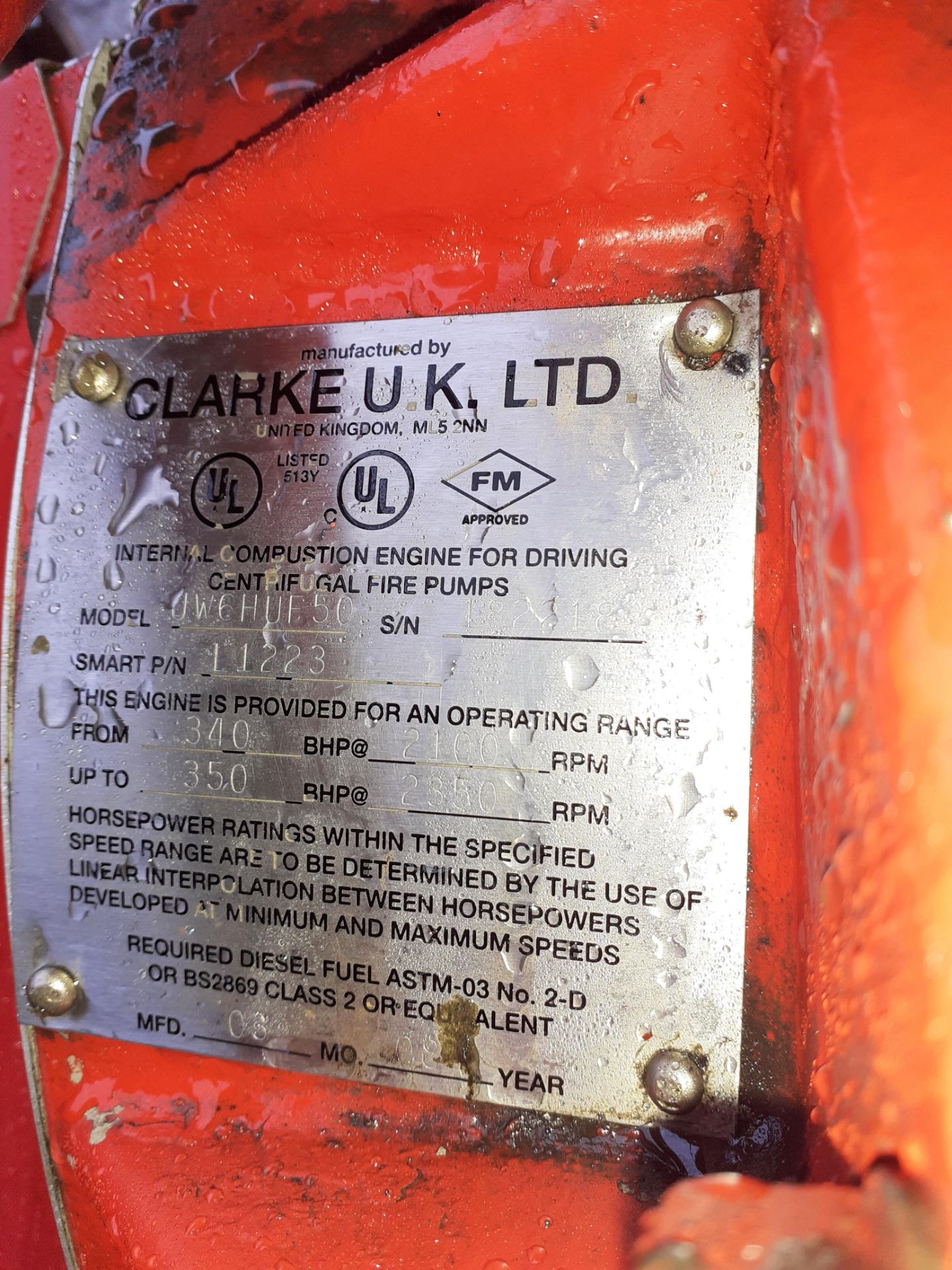 A 2008 Skid Mounted Clarke Fire Pump Engine - Image 9 of 11