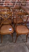 4 x Bent Wood Dining Chairs with Drop In Rattan Seats