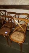 4 x Bent Wood Dining Chairs with Drop In Rattan Seats