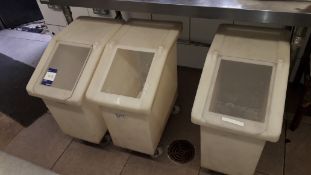 3 x Plastic Mobile Ingredient Bins