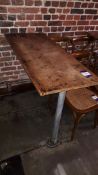 7 x Pine Topped Wall Fixed Tables on Galvanised St